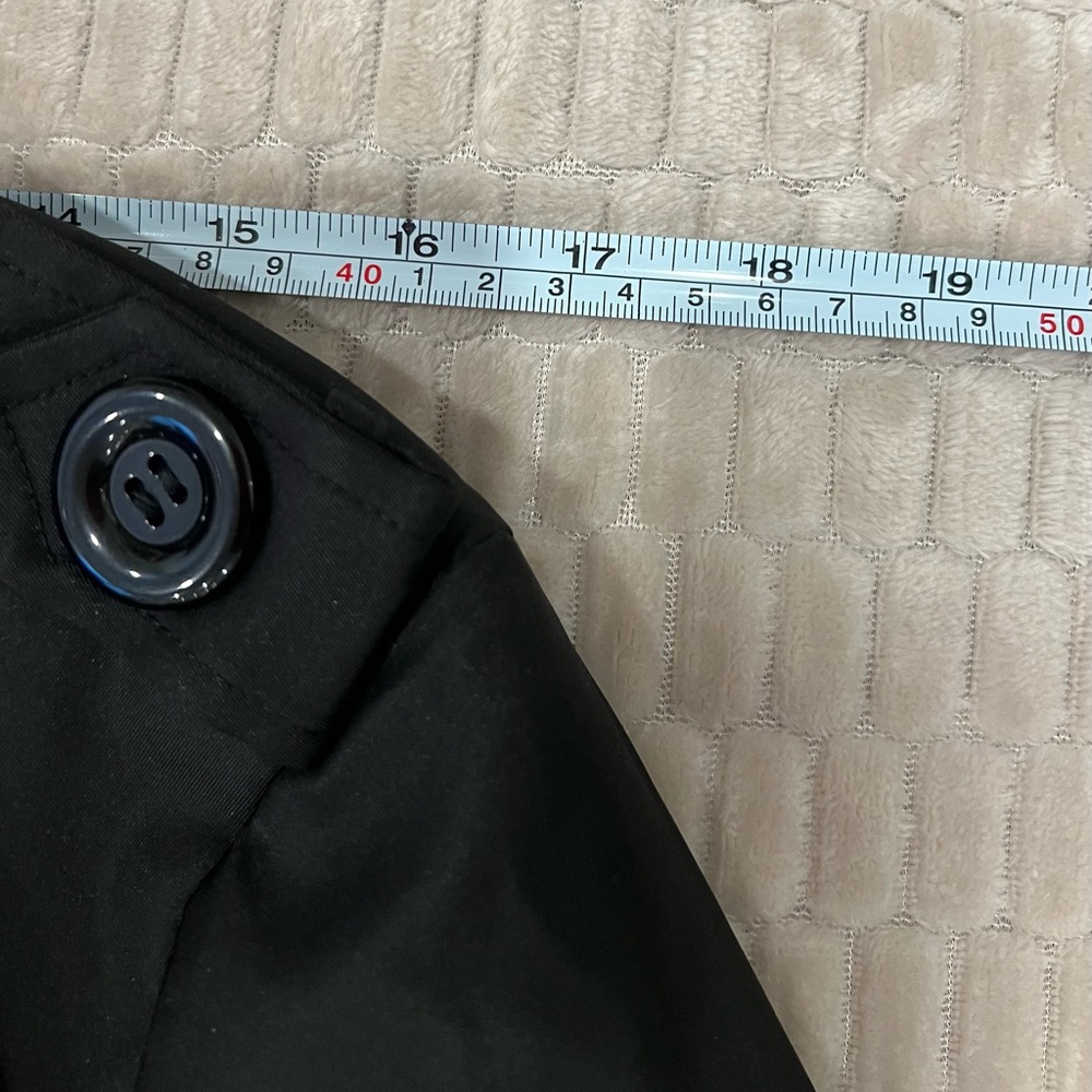 🚫SOLD ON MERC🚫 NWT Black Trench Coat women’s double breasted mid length sz 6 - Picture 6 of 14